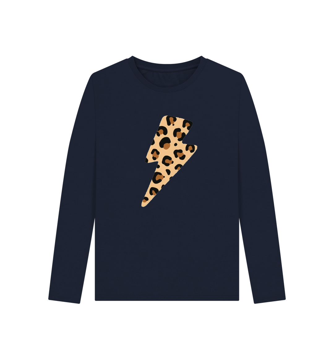 Navy Blue Printed Long Sleeve T Shirt Front