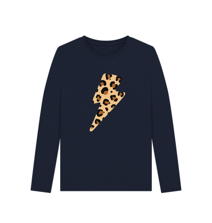 Navy Blue Printed Long Sleeve T Shirt Front