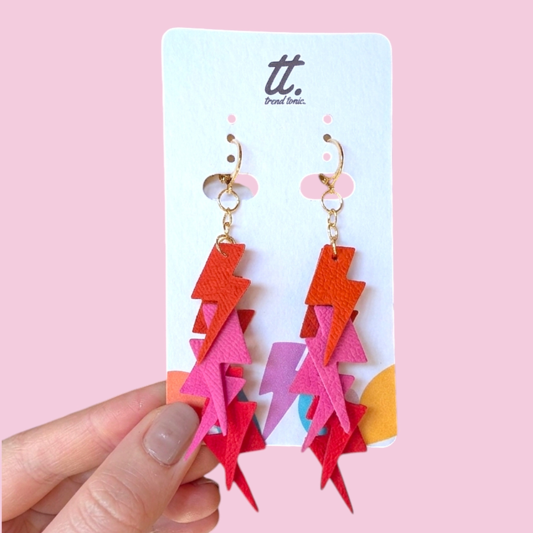 Lightning bolt tassel earrings
