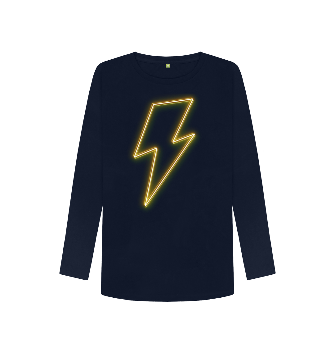 Navy Blue Printed Long Sleeve T Shirt Front