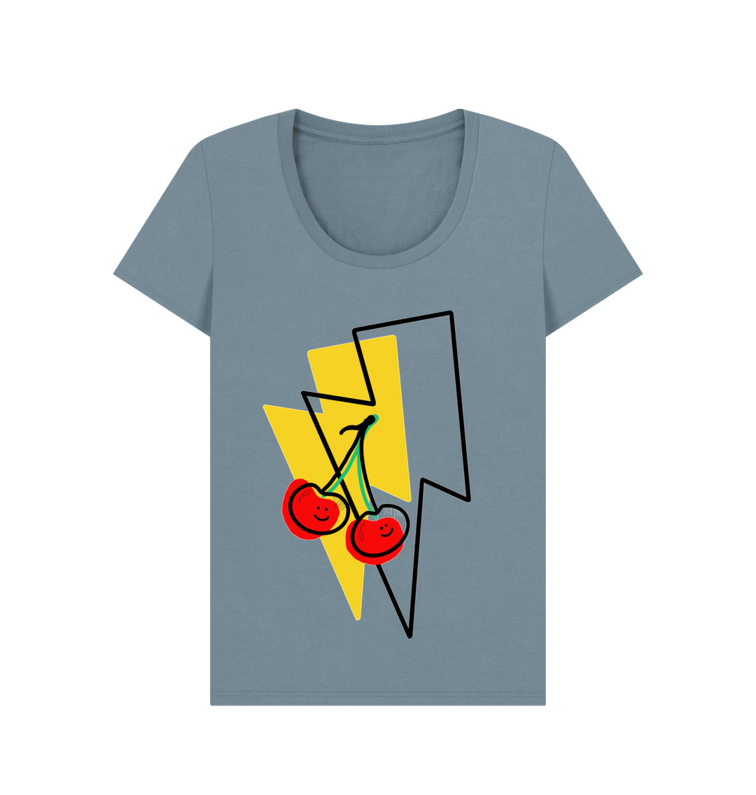 Stone Blue Printed T-shirt Front