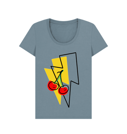 Stone Blue Printed T-shirt Front