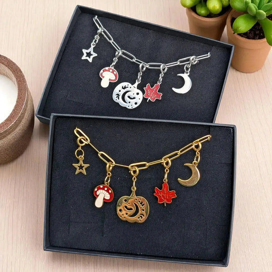 Silver autumn charm necklace M. Elizabeth Jewellery