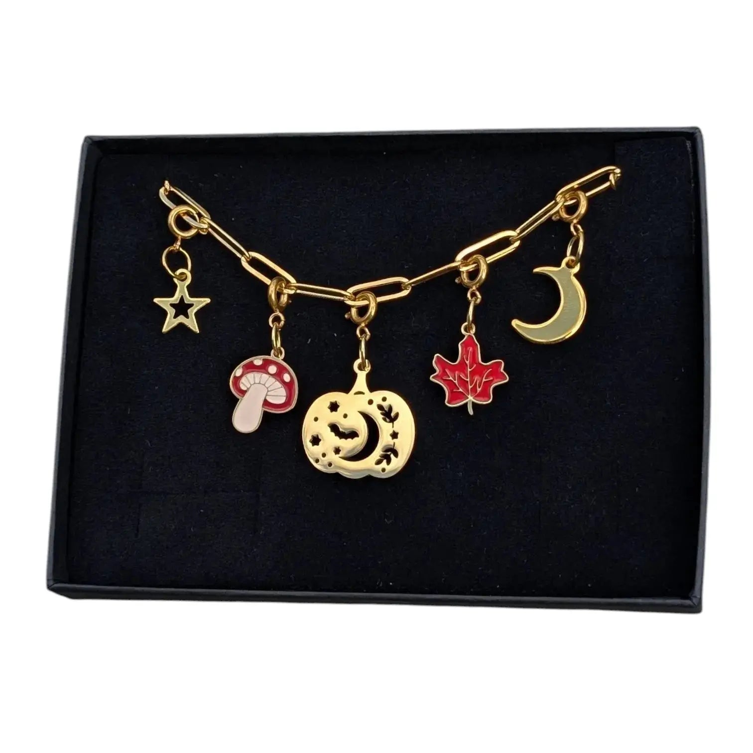 Silver autumn charm necklace M. Elizabeth Jewellery