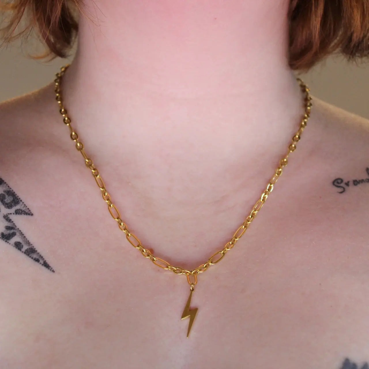 Chunky chain lightning bolt necklace