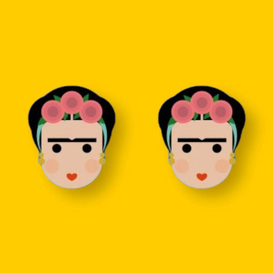 Frida wooden stud earrings