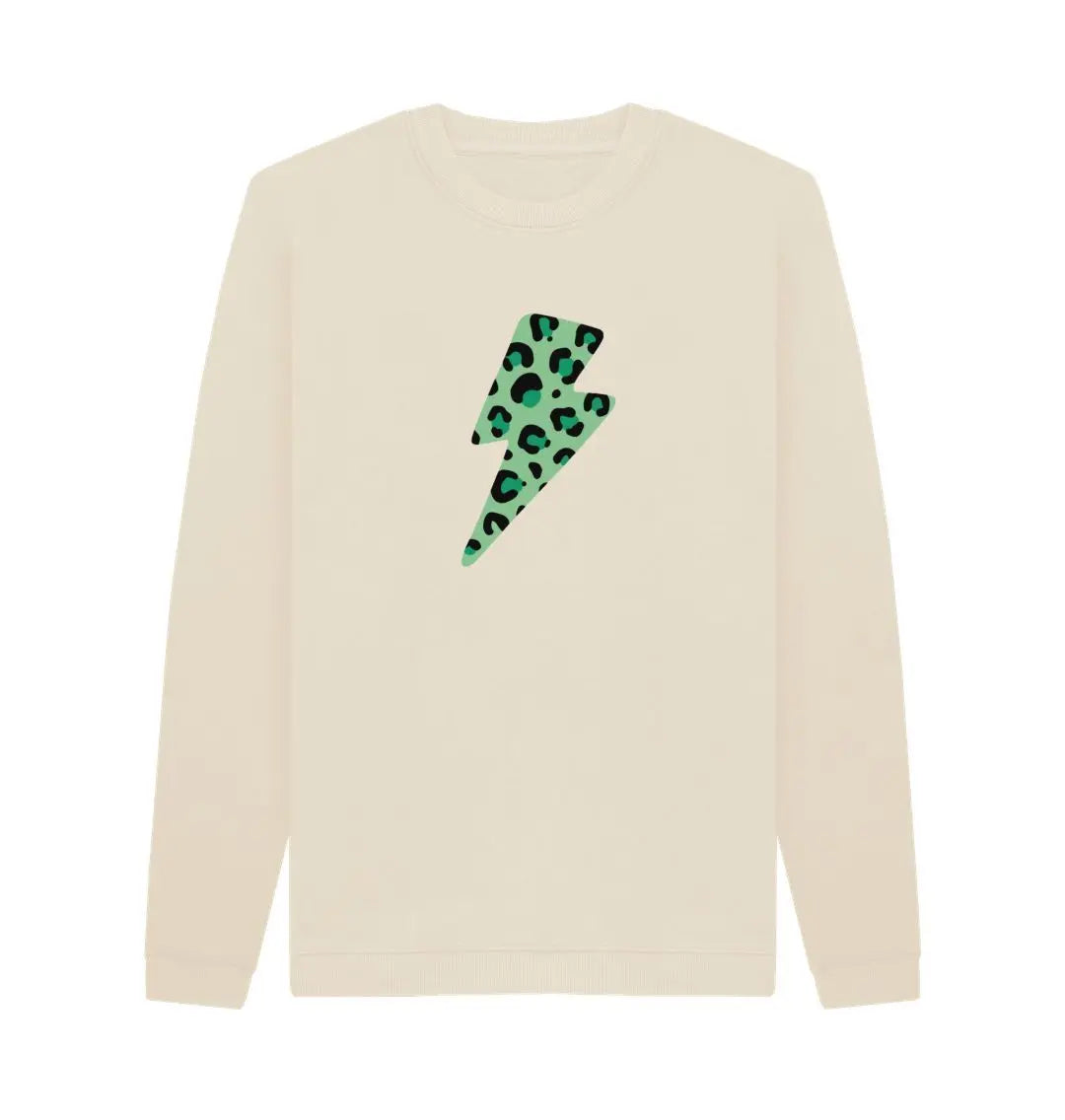 Green leopard lightning bolt sweater - Trend Tonic
