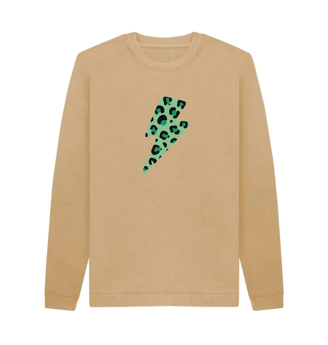 Green leopard lightning bolt sweater - Trend Tonic