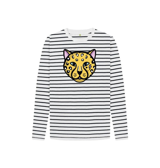 Kids Leopard face stripe long sleeve tshirt