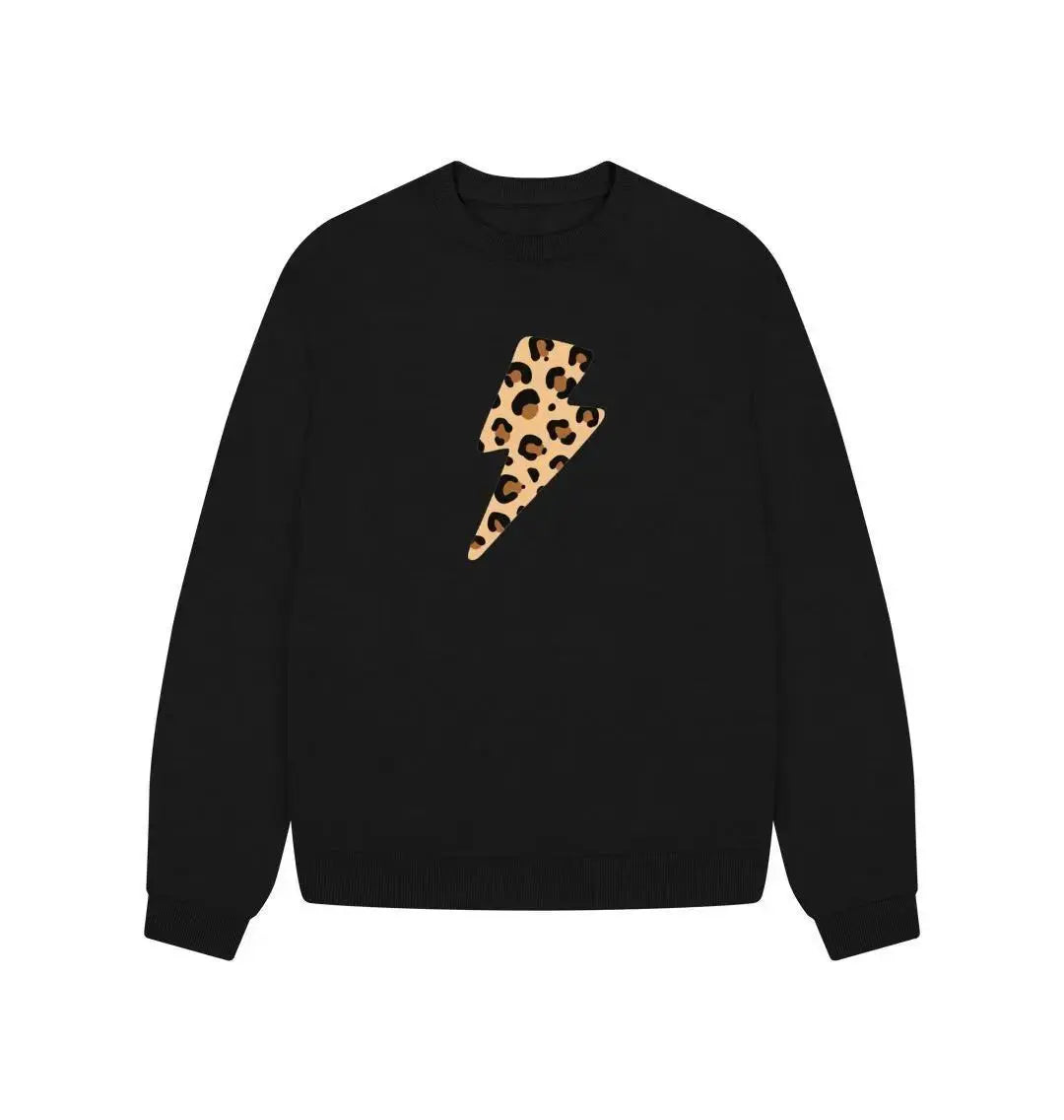 Leopard print lightning bolt oversized sweater Trend Tonic