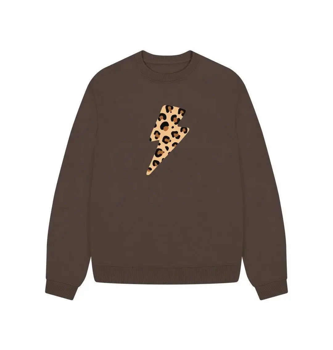 Leopard print lightning bolt oversized sweater Trend Tonic