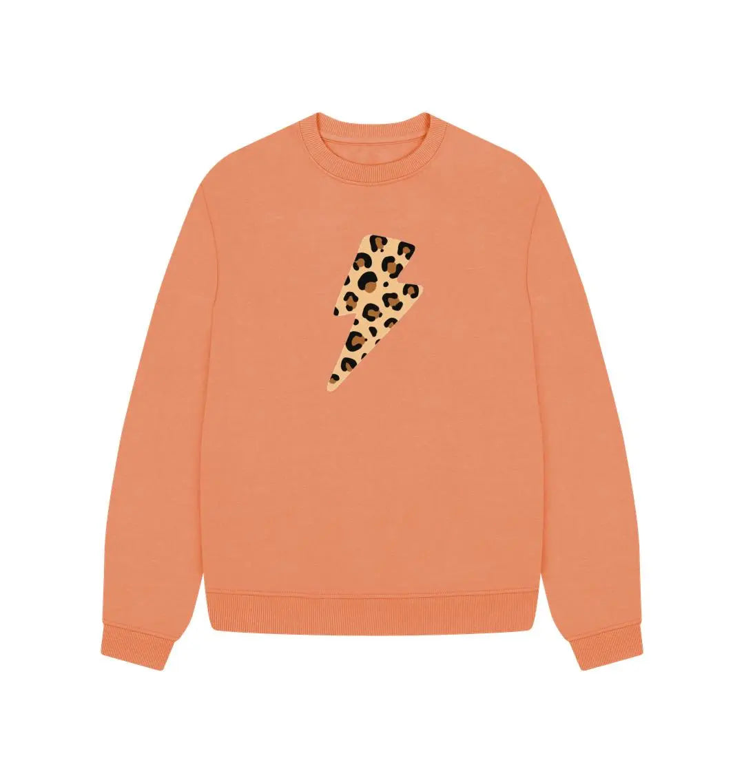Leopard print lightning bolt oversized sweater
