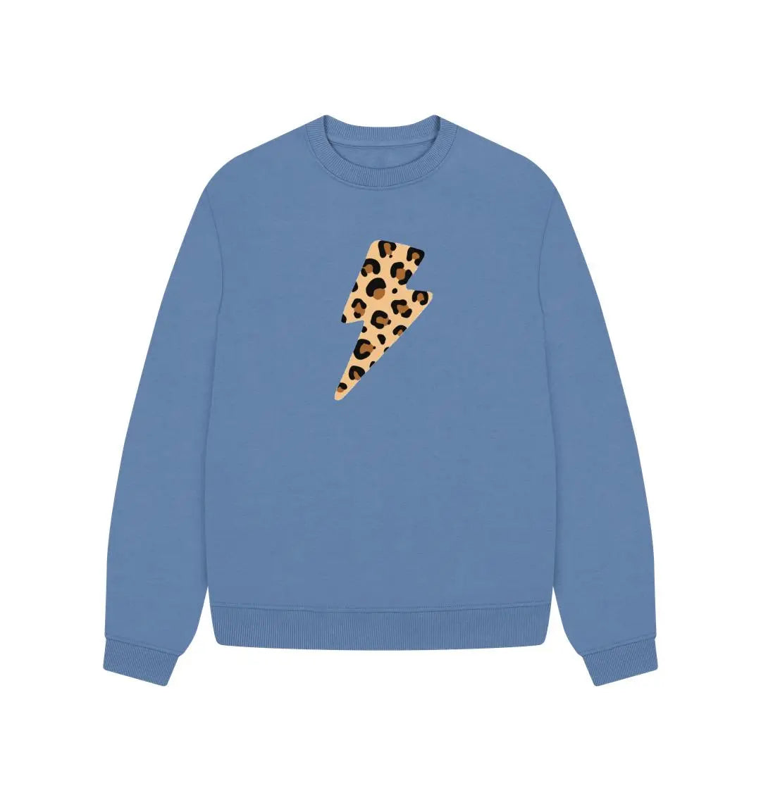 Leopard print lightning bolt oversized sweater