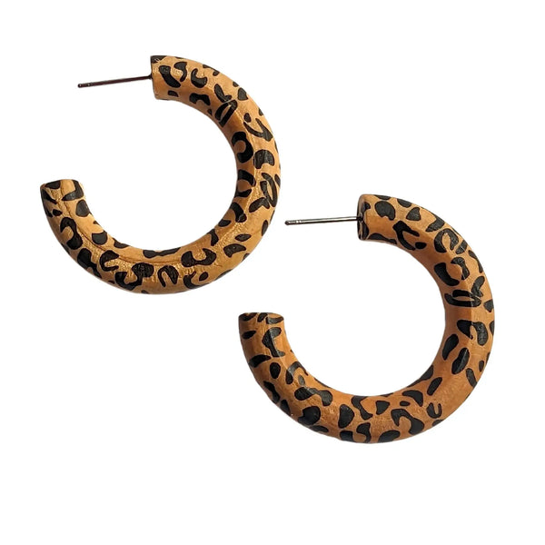 leopard print silver stud earrings stainless steel with glass cabochon –  Loved & Loved Again
