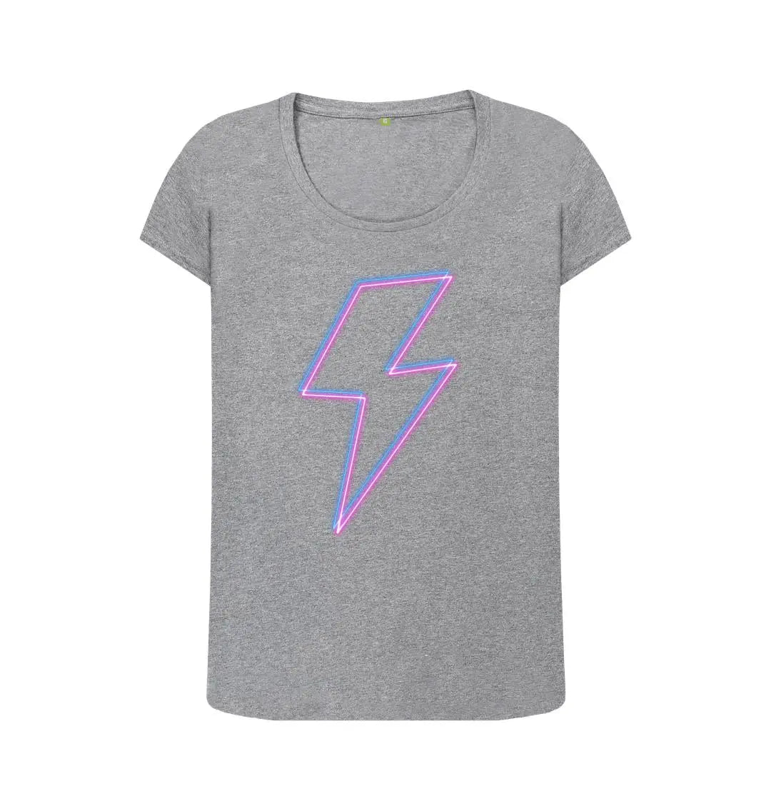 Neon lightning bolt scoop neck t-shirt