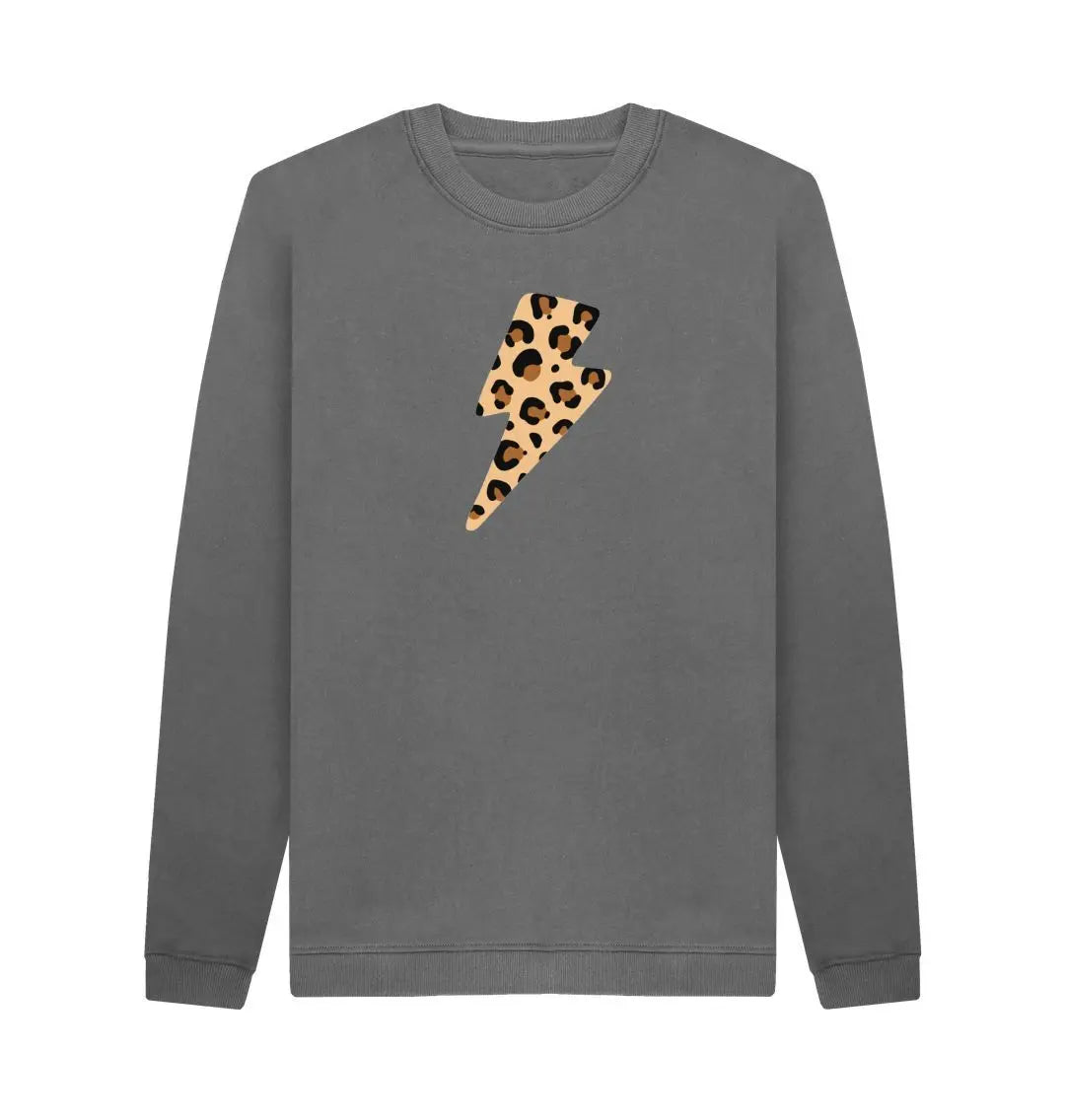 Unisex leopard print lightning bolt jumper - Trend Tonic