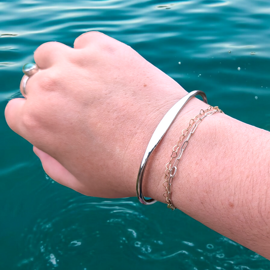 Engraved Silver Torque bangle