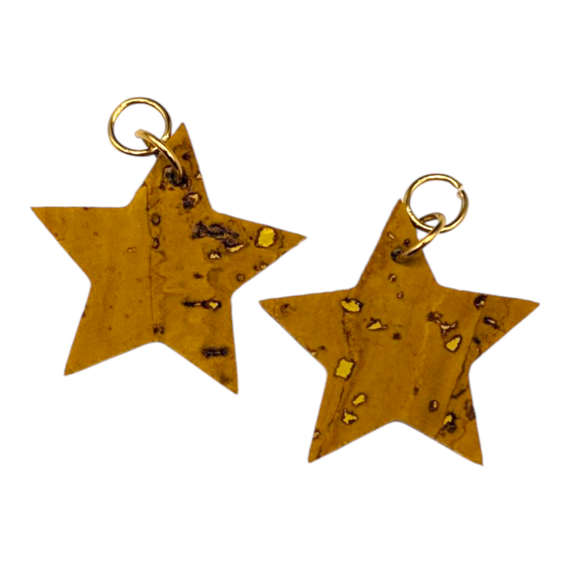 a pair of cork star shaped earrings