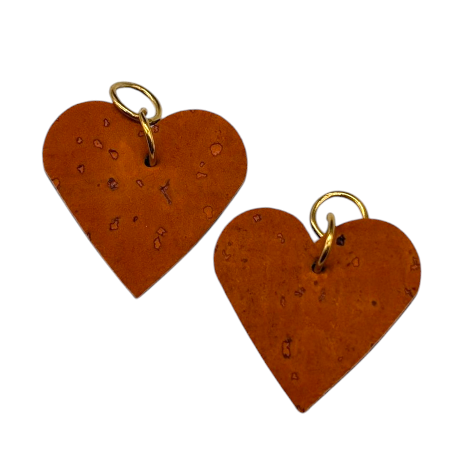 a pair of brown heart shaped key chains