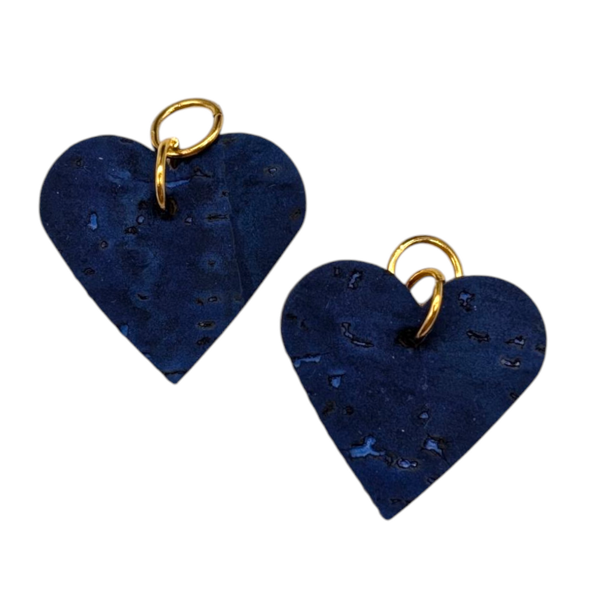 a pair of blue heart shaped earrings