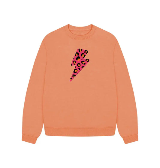 Pink and orange leopard lightning bolt oversized sweater