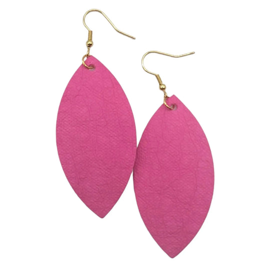 Pink plant paper leaf earrings