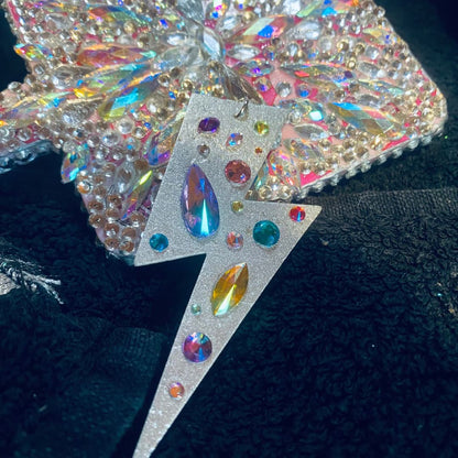 Extra large Bedazzled crystal lightning bolt earrings