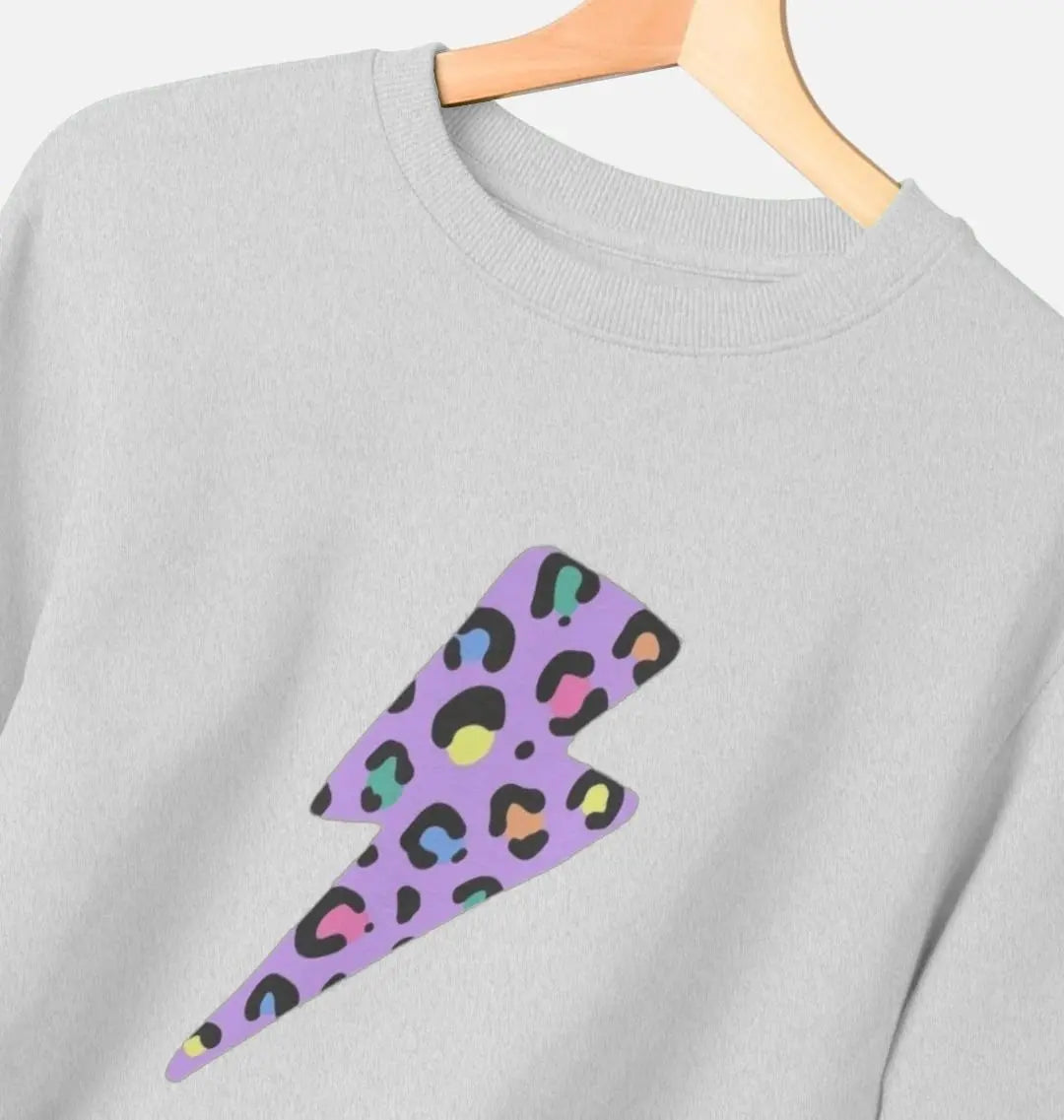 Purple rainbow leopard print lightning bolt sweater