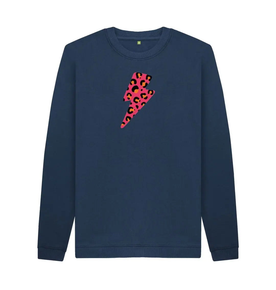 Red and orange leopard print lightning bolt unisex sweater - Trend Tonic