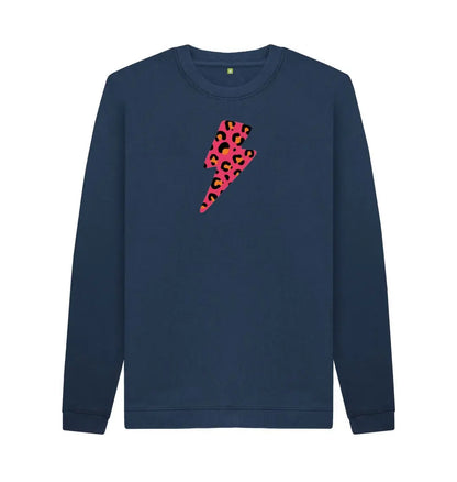 Red and orange leopard print lightning bolt unisex sweater - Trend Tonic