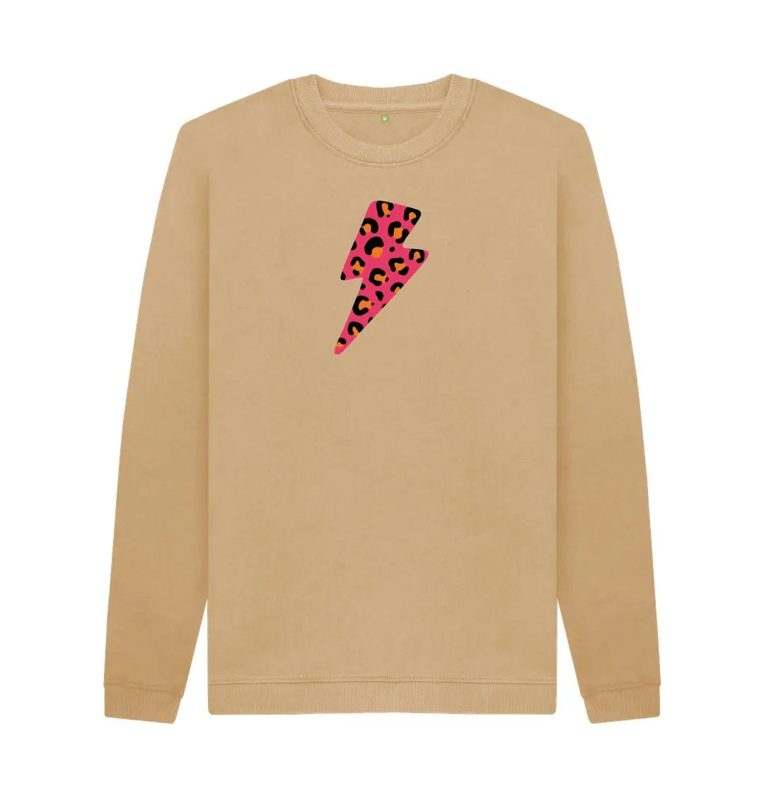 Red and orange leopard print lightning bolt unisex sweater - Trend Tonic