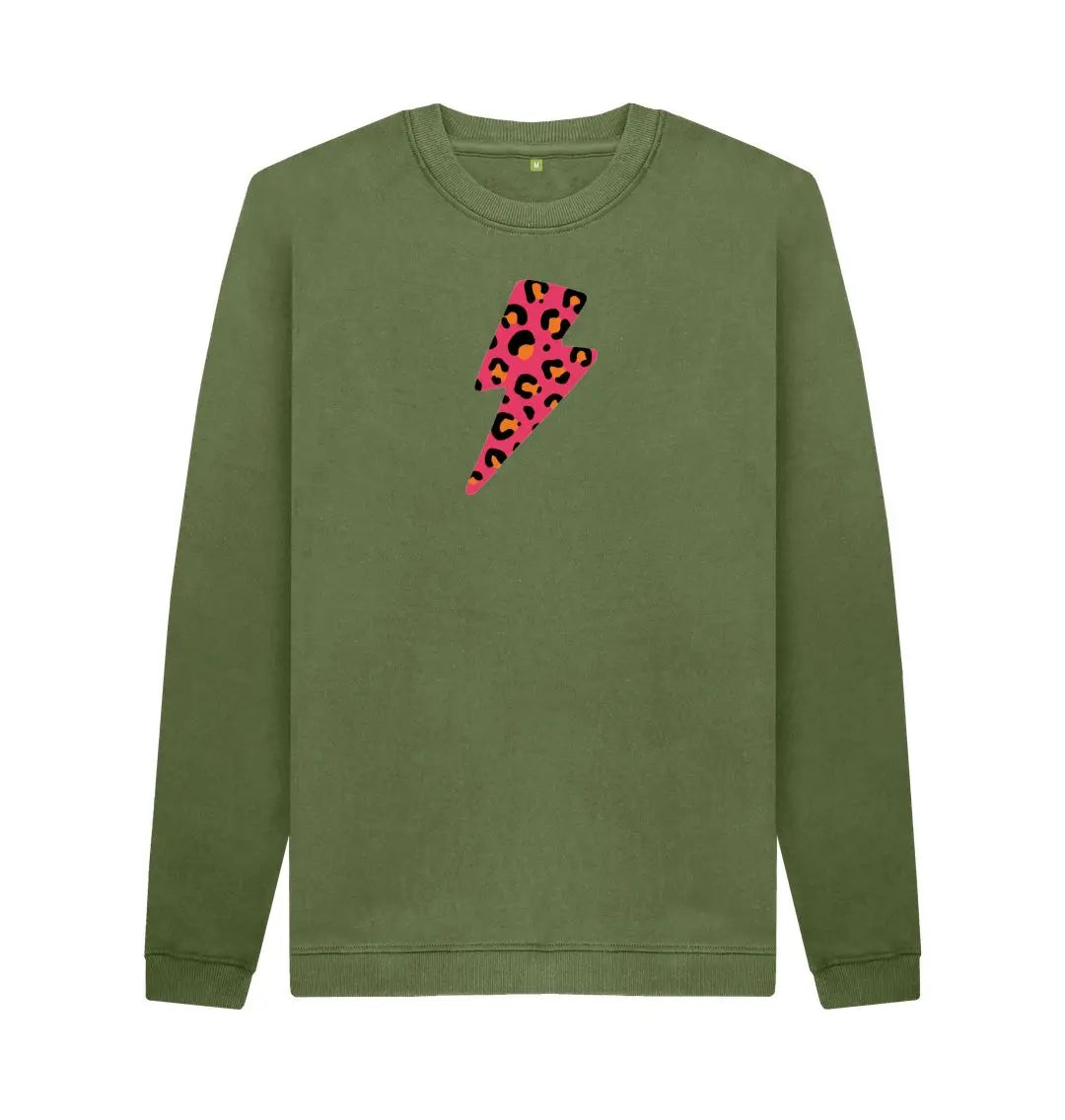 Red and orange leopard print lightning bolt unisex sweater - Trend Tonic