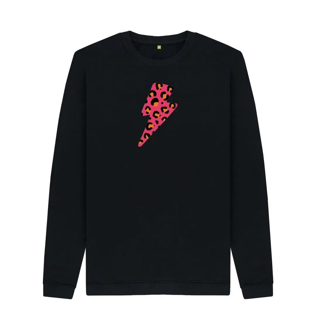 Red and orange leopard print lightning bolt unisex sweater - Trend Tonic