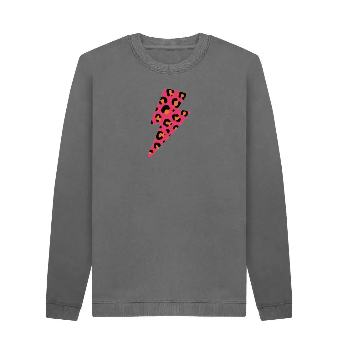 Red and orange leopard print lightning bolt unisex sweater - Trend Tonic