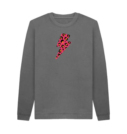 Red and orange leopard print lightning bolt unisex sweater - Trend Tonic