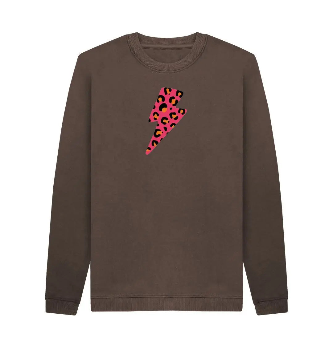 Red and orange leopard print lightning bolt unisex sweater - Trend Tonic