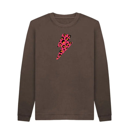 Red and orange leopard print lightning bolt unisex sweater - Trend Tonic