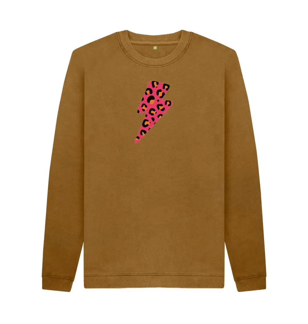 Red and orange leopard print lightning bolt unisex sweater - Trend Tonic