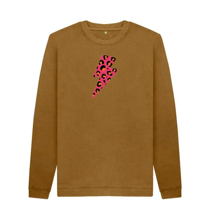 Red and orange leopard print lightning bolt unisex sweater - Trend Tonic