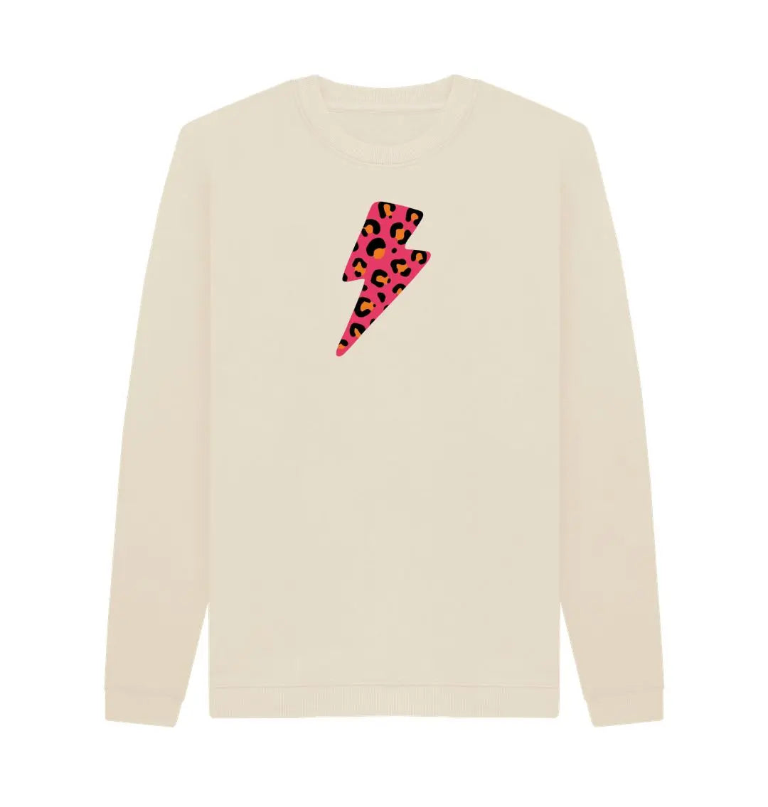 Red and orange leopard print lightning bolt unisex sweater - Trend Tonic