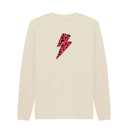 Red and orange leopard print lightning bolt unisex sweater - Trend Tonic
