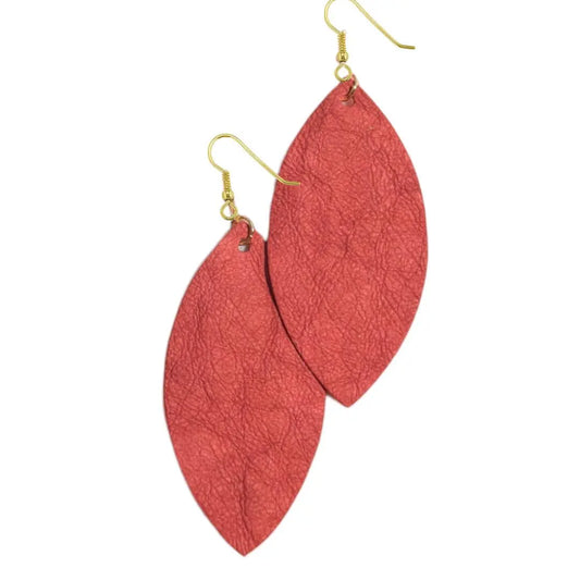 Red plant paper leaf earrings