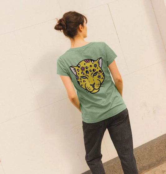 Summer leopard back print scoop neck tshirt Trend Tonic