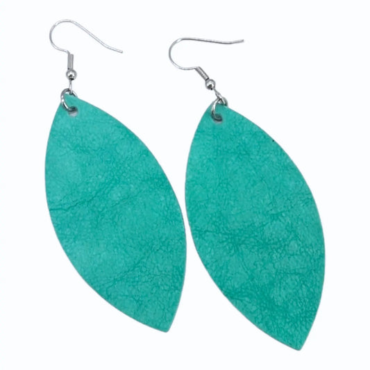 Turquoise plant paper leaf earrings