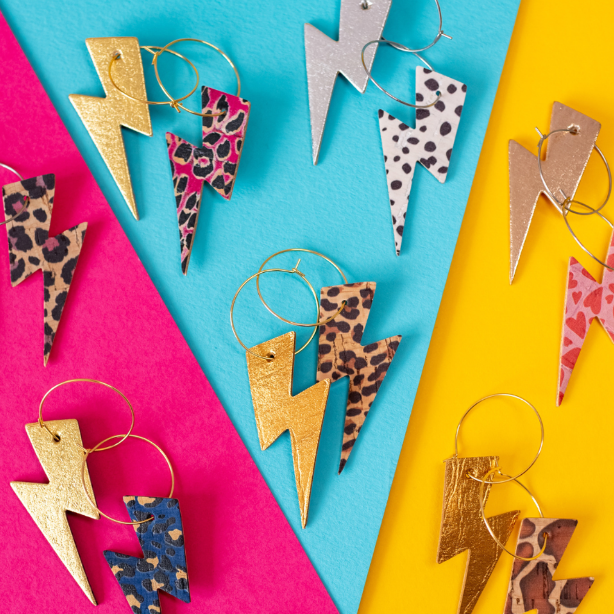 Cork lightning bolt earrings