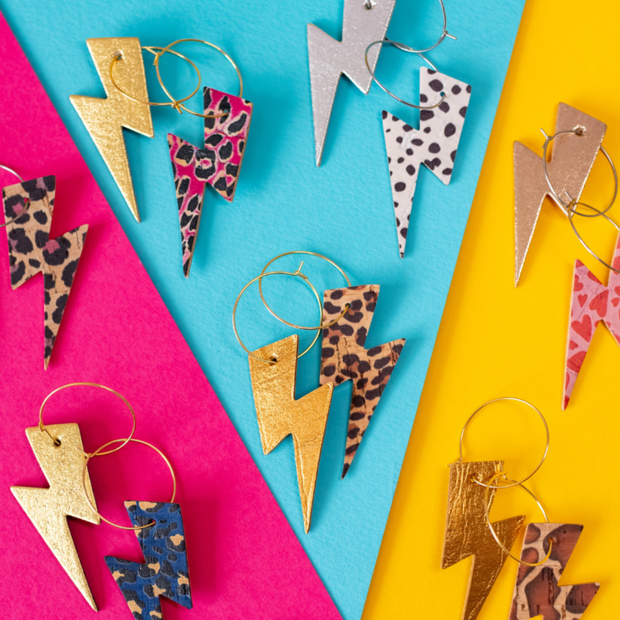 Cork lightning bolt earrings