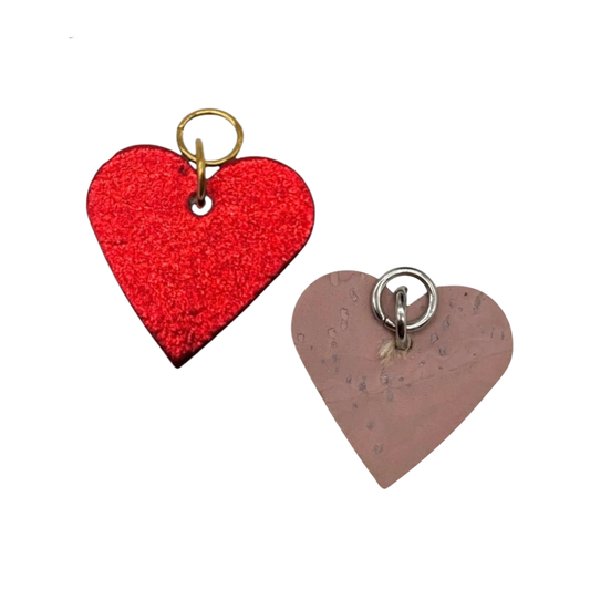 Pink and red mini heart cork charms