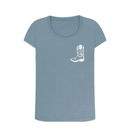 White cowboy boot scoop neck t-shirt - Trend Tonic