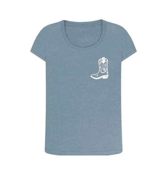 White cowboy boot scoop neck t-shirt - Trend Tonic