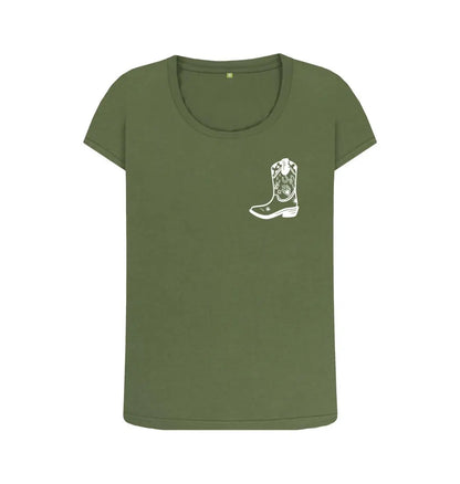 White cowboy boot scoop neck t-shirt - Trend Tonic